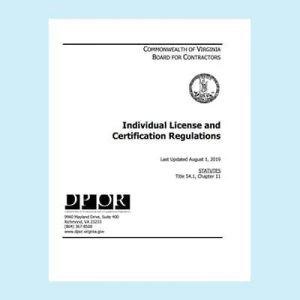 Book Image Virginia Board for Contractors, Individual License Cert Regulations